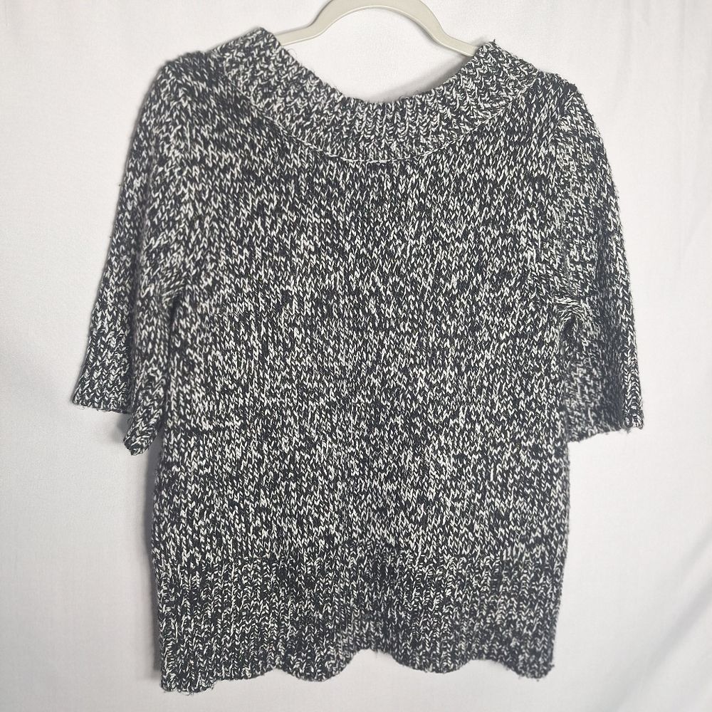 Worthington Short Sleeve Knit Sweater 3/4 Sleeve Black White XL Womens - Picture 6 of 7